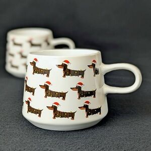 Festive Coco+Lola holiday Dachshund Mugs